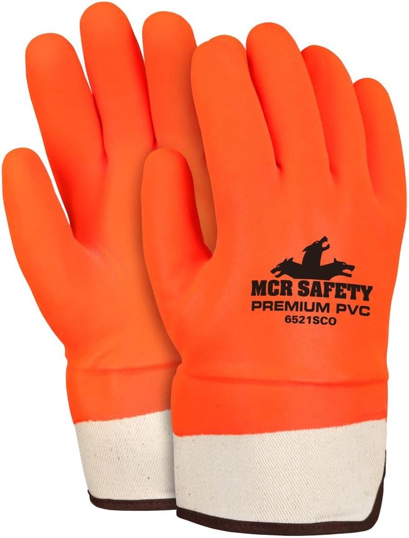 MCR Safety 6521SCO PVC Coated Work Gloves, White, Large, 1-Pair
