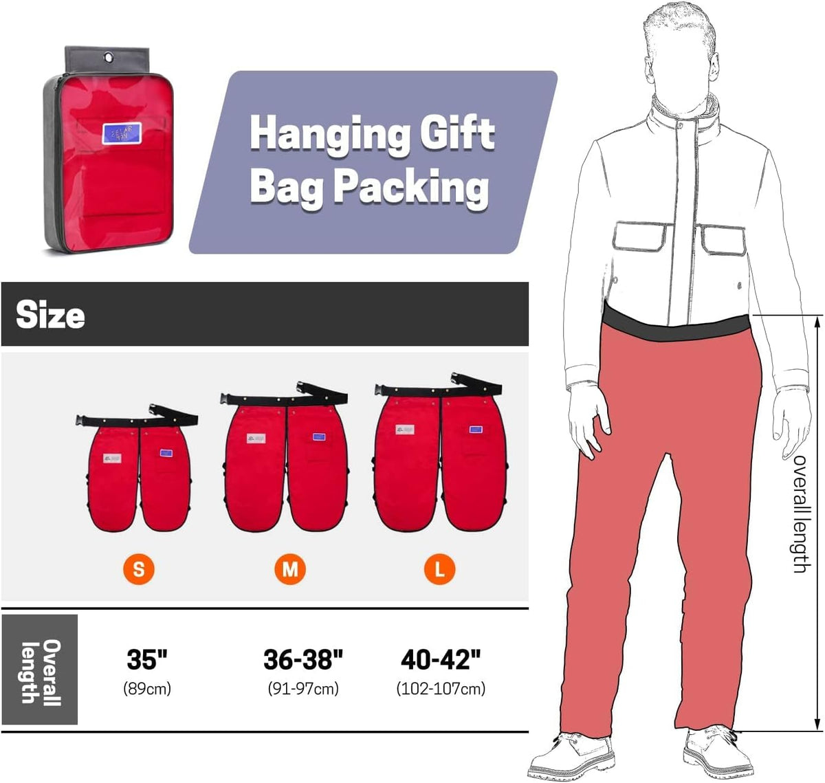 Chainsaw Chaps,Chainsaw Safety Apron,Chainsaw Protection Pants with Adjustable Belt&Pocket,Forestry Protective Gear