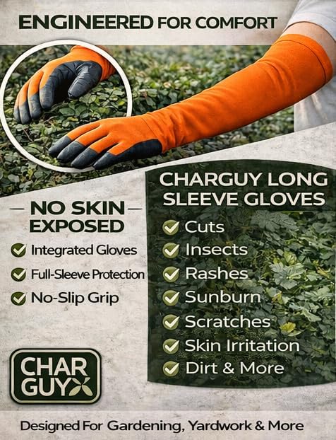 Long Sleeve Gardening Gloves Nitrile-Coated No Slip Grip Cut Proof