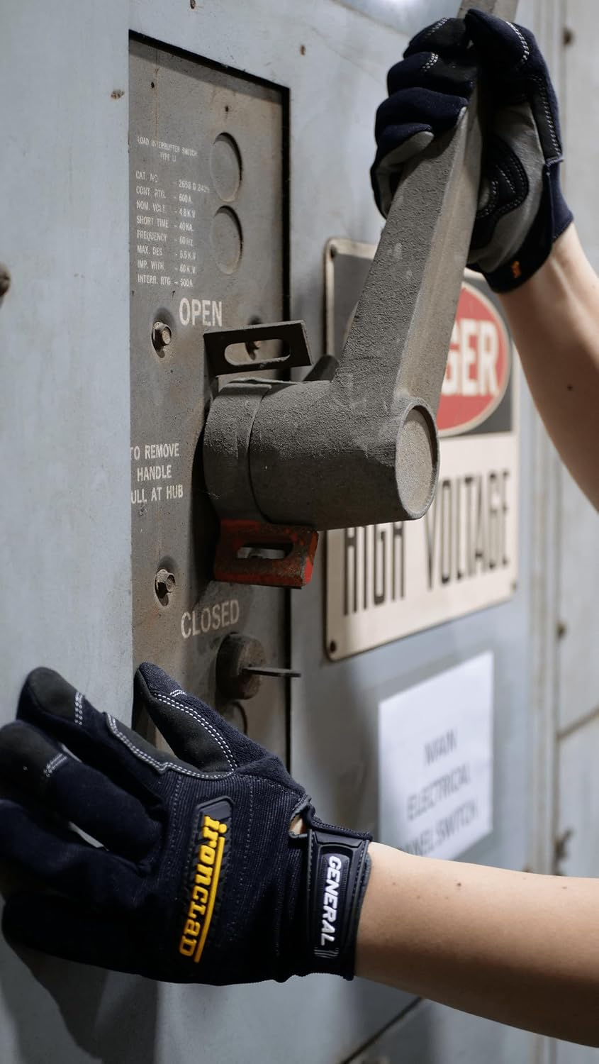 Ironclad General Utility Work Gloves GUG, All-Purpose, Performance Fit, Durable, Machine Washable (1 Pair) Black