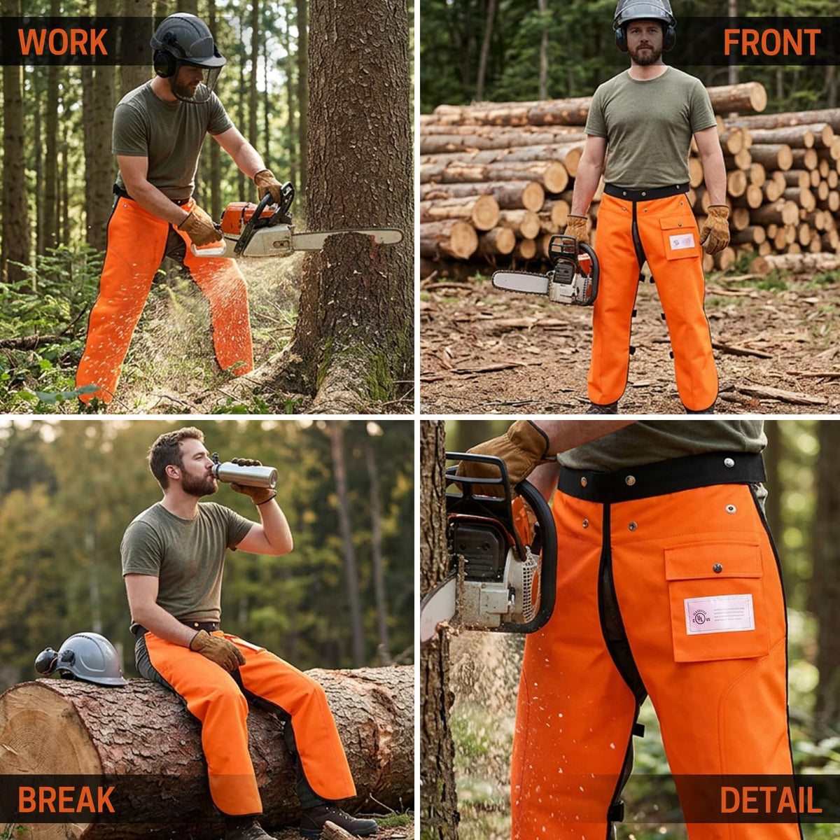 Chainsaw Chaps, 8-Layer Chainsaw Apron Chainsaw Safety Pants for Men & Women Chainsaw Accessories for Forest Worker