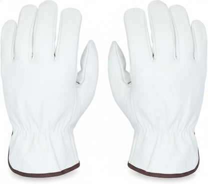 GUS 12 Pair Men's Goatskin Work Gloves, A Grade Durable Leather Work Gloves, Guantes de Trabajo Para Hombre
