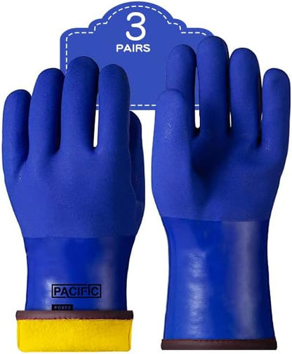 PACIFIC PPE Thermal Insulated Freezer Gloves, Waterproof, Blue, Large