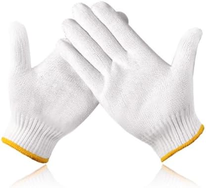 Unisex White Cotton Polyester Knitted Safety Work Gloves, 12/36/240 Pairs