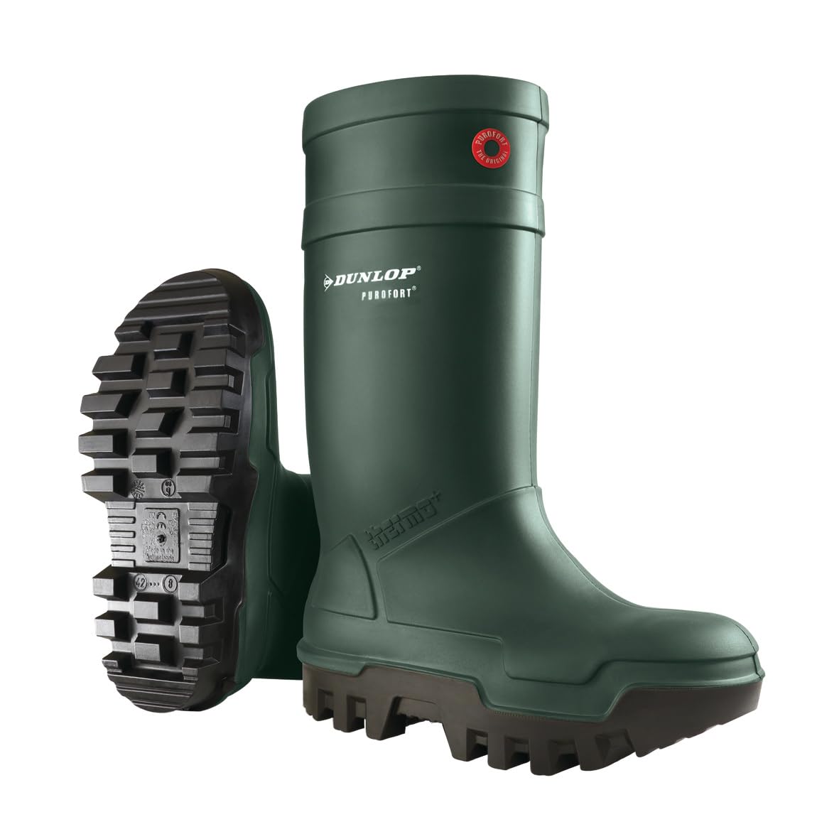 Dunlop Mens Purofort Thermo+ Full Safety Wellington Green Size UK 8 EU 42