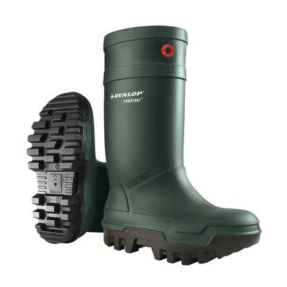 Dunlop Mens Purofort Thermo+ Full Safety Wellington Green Size UK 8 EU 42