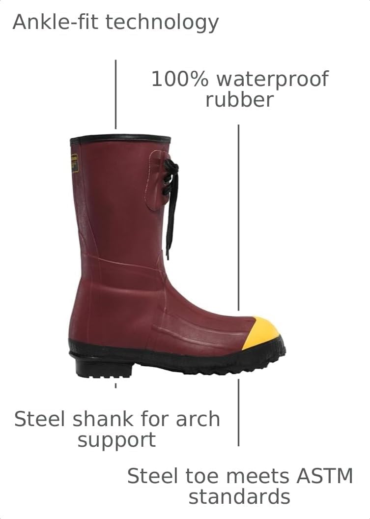 LaCrosse Pac 12" Insulated Steel Toe Rubber Boots for Men, Waterproof