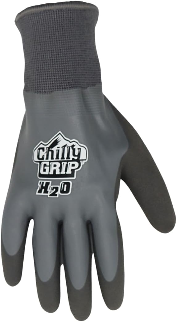 Red Steer A325 H2O Waterproof Thermal Insulated Gloves, Gray, Snug-Fit Wrist, Textured Palm, Sizes M-XL