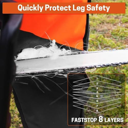 Chainsaw Chaps Class C & Waist Extender, 8 Layers Chainsaw Pants Safety Apron, Adjustable Webbing Belt Extender for Brand Chainsaw Chaps