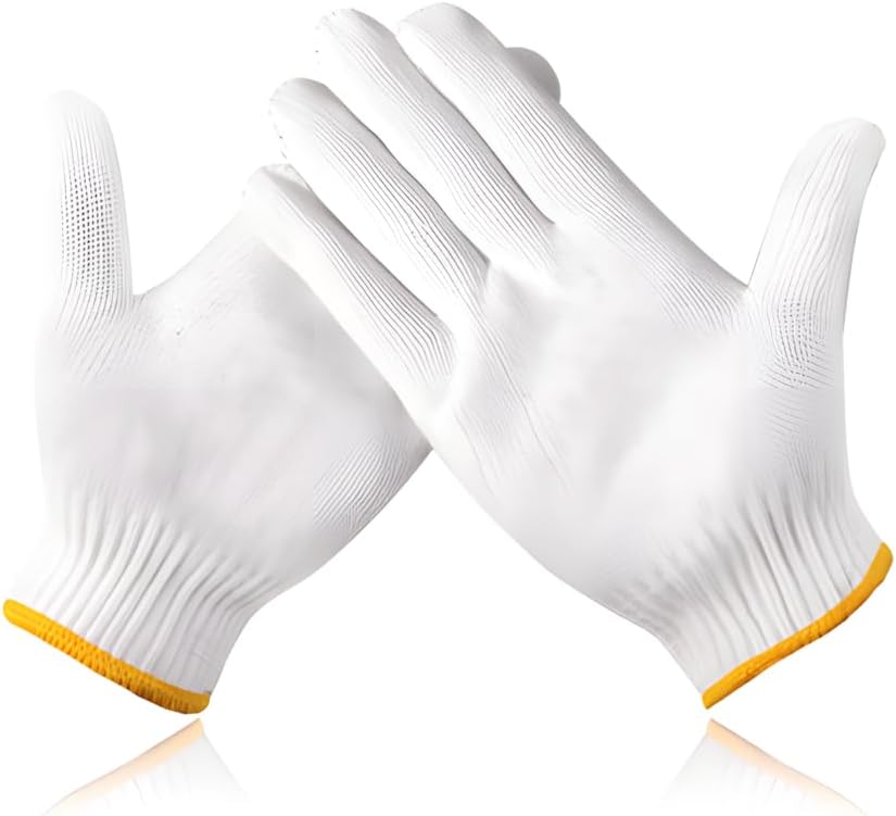 Unisex White Cotton Polyester Knitted Safety Work Gloves, 12/36/240 Pairs