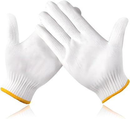 Unisex White Cotton Polyester Knitted Safety Work Gloves, 12/36/240 Pairs
