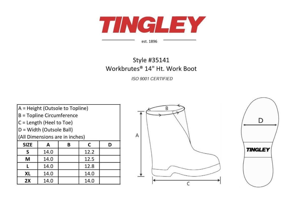 Tingley Workbrutes 35141 Waterproof PVC 14-Inch Height Overshoe, Extra-Large, Black