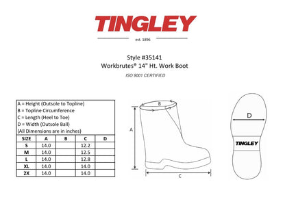 Tingley Workbrutes 35141 Waterproof PVC 14-Inch Height Overshoe, Extra-Large, Black