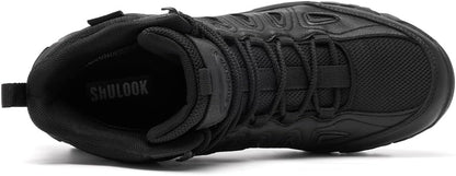 SHULOOK Men's Waterproof Hiking Boots Non-Slip Lightweight Mid Top Ankle Boot Breathable Hiker Trekking Shoes