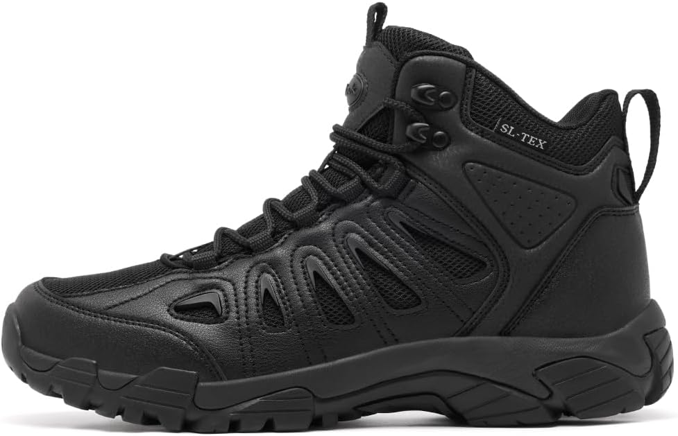 SHULOOK Men's Waterproof Hiking Boots Non-Slip Lightweight Mid Top Ankle Boot Breathable Hiker Trekking Shoes