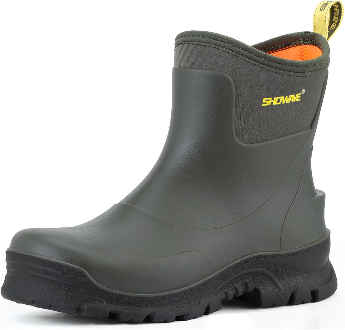 Showave Men's Short Rain Boots Waterproof Rubber Mud Booties Garden Shoe
