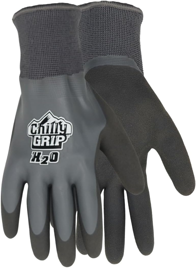 Red Steer A325 H2O Waterproof Thermal Insulated Gloves, Gray, Snug-Fit Wrist, Textured Palm, Sizes M-XL