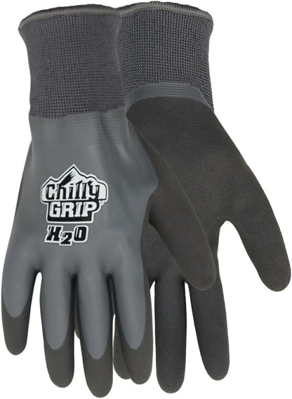 Red Steer A325 H2O Waterproof Thermal Insulated Gloves, Gray, Snug-Fit Wrist, Textured Palm, Sizes M-XL