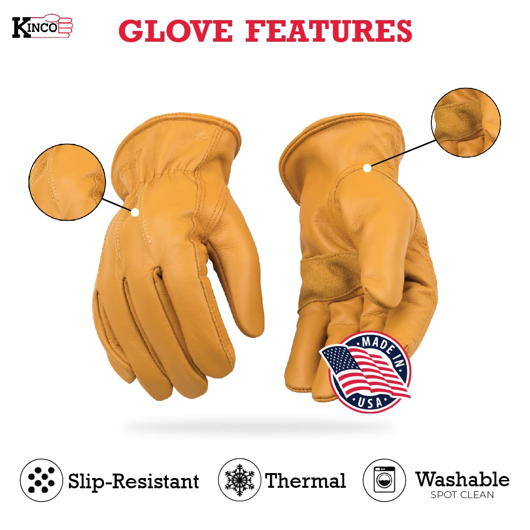 Kinco Gloves198HK Heat Keep Lined, Grain Cowhide Leather Drivers Glove L