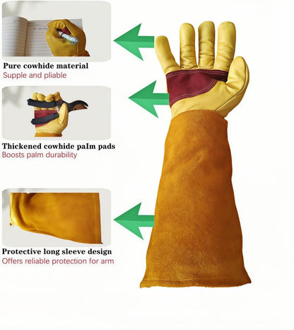 Cow Leather Adjustable Thorn Proof Gardening Gloves