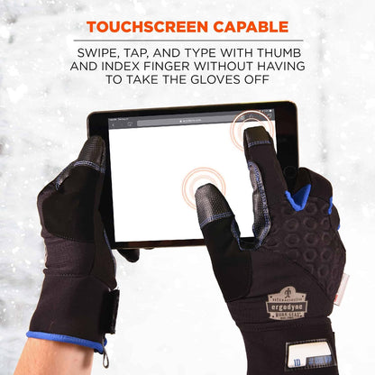 Waterproof Work Gloves, Thermal Insulated, Touchscreen, Enhanced Grip, Ergodyne ProFlex 818WP,Black