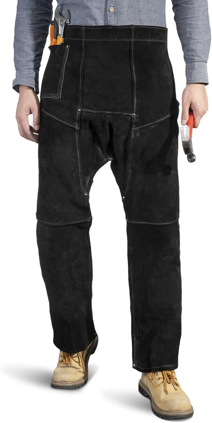LeaSeek Leather Welding Pants, Heat & Flame Resistant Safety Leg Protection