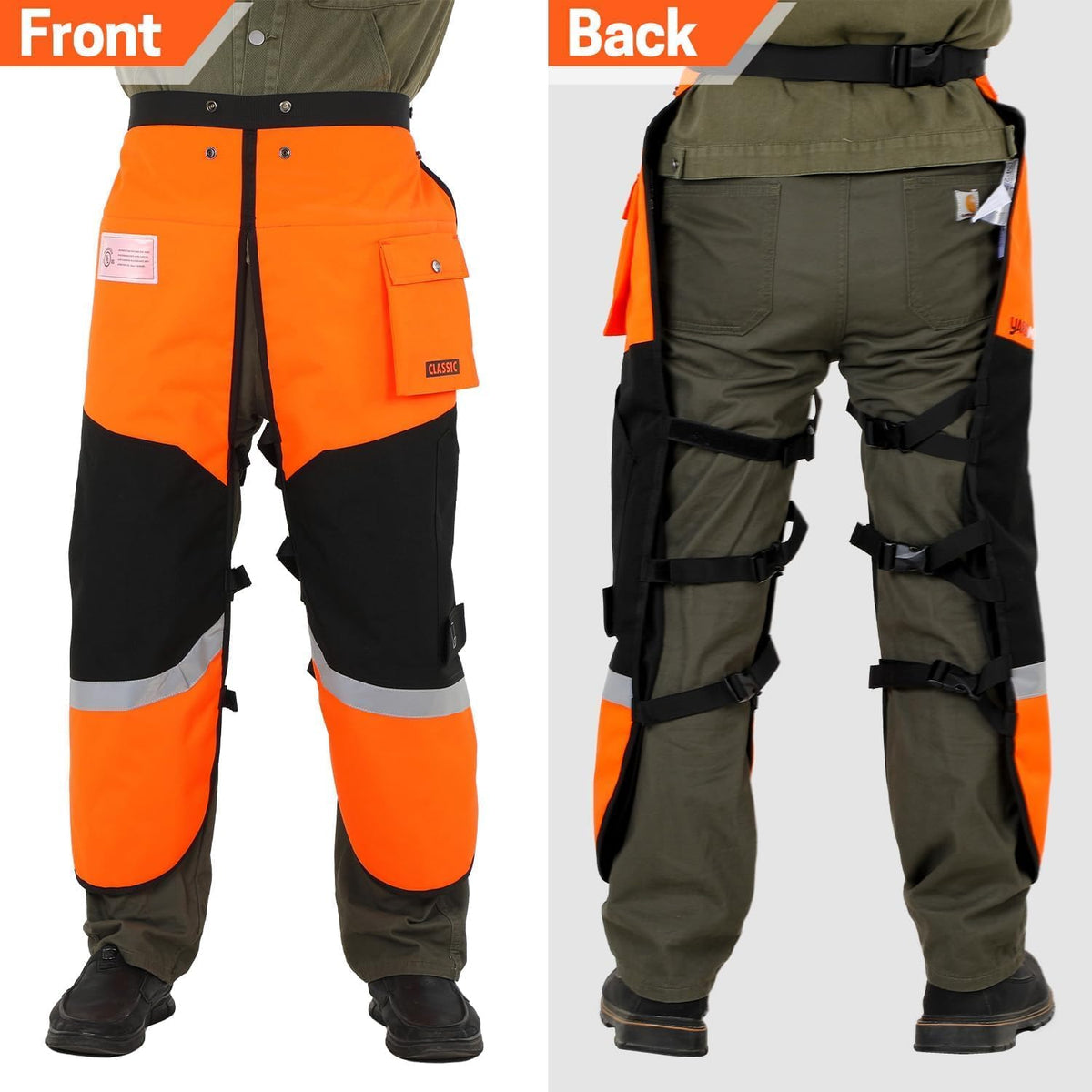 Chainsaw Chaps Class C & Waist Extender, 8 Layers Chainsaw Pants Safety Apron, Adjustable Webbing Belt Extender for Brand Chainsaw Chaps