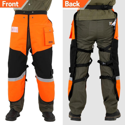 Chainsaw Chaps Class C & Waist Extender, 8 Layers Chainsaw Pants Safety Apron, Adjustable Webbing Belt Extender for Brand Chainsaw Chaps