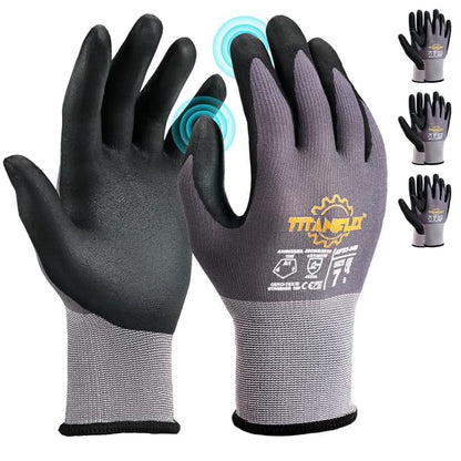 TitanFlex Work Gloves, MicroFoam Nitrile Coated, Seamless Knit Nylon