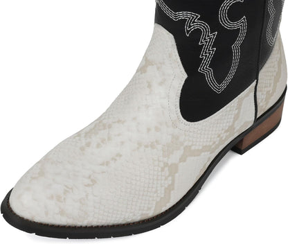 Lyrisiphy Pointed Toe Cowboy Boots Men White Western Country Boots