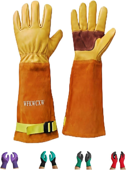 Cow Leather Adjustable Thorn Proof Gardening Gloves