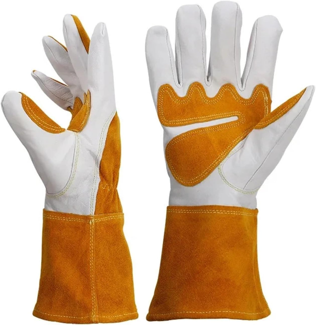 1 Pair Working Welding Gloves Hands Protection Thorn Proof Anti-Puncture Wear-Resisting Gardening for Construction, Industrial(L)