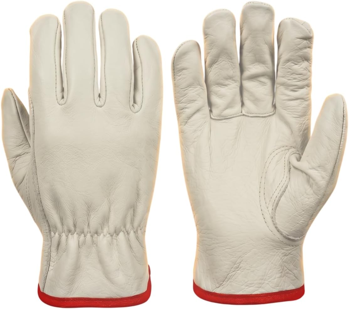 Toledano Industries 12 Pair Large Leather Work Gloves for Men, Heavy Duty