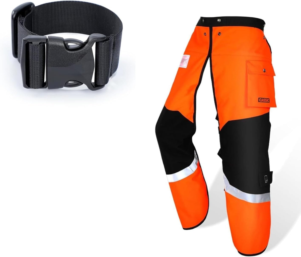 Chainsaw Chaps Class C & Waist Extender, 8 Layers Chainsaw Pants Safety Apron, Adjustable Webbing Belt Extender for Brand Chainsaw Chaps