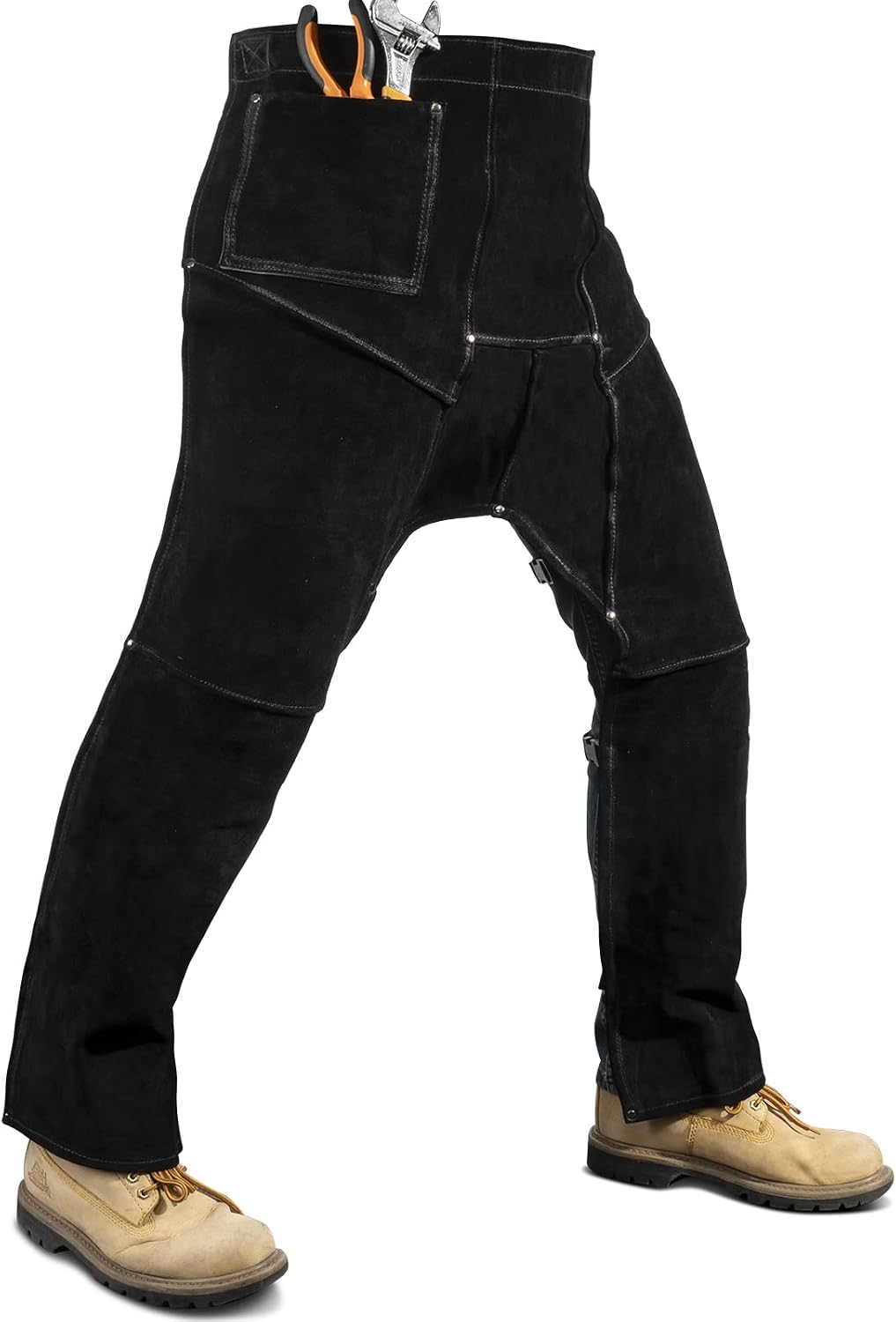 LeaSeek Leather Welding Pants, Heat & Flame Resistant Safety Leg Protection