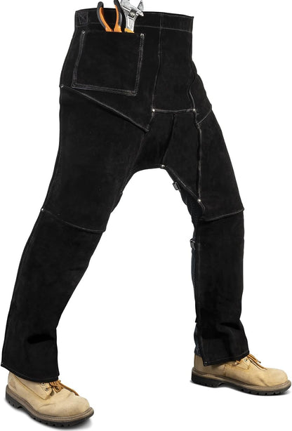 LeaSeek Leather Welding Pants, Heat & Flame Resistant Safety Leg Protection