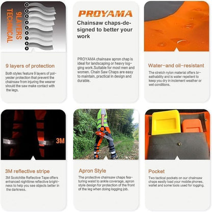 PROYAMA Chainsaw Chaps for Men & Wowen, 36-38in Lightweight 9 Layers Pants