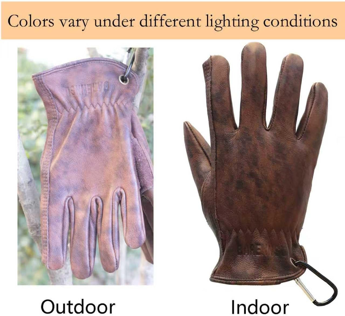 Leather Work Gloves for Men, Genuine Cowhide Men's Leather Gloves, Ideal for Construction, Outdoors work