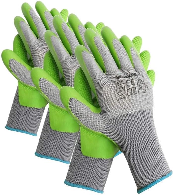 WORKPRO 6 Pairs Garden Gloves Men and Women with Eco Latex Palm Coated