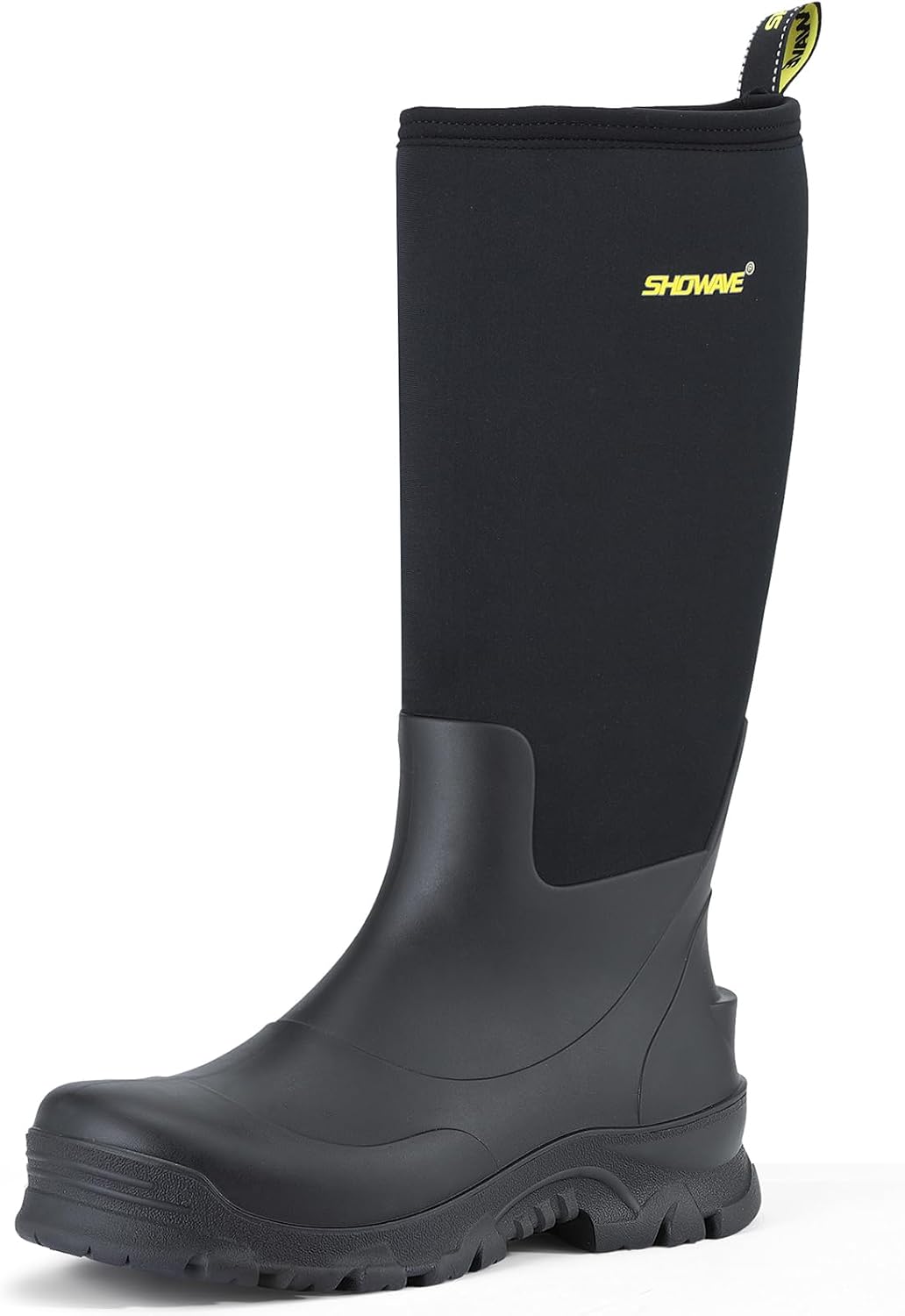 Showave Men's Rubber Boots Knee High Waterproof Insulated Rain Boots