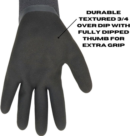Red Steer A325 H2O Waterproof Thermal Insulated Gloves, Gray, Snug-Fit Wrist, Textured Palm, Sizes M-XL