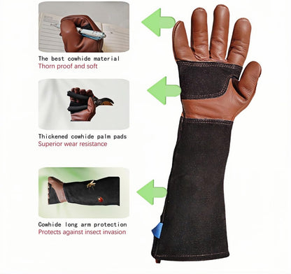 Cow Leather Adjustable Thorn Proof Gardening Gloves