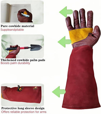 Cow Leather Adjustable Thorn Proof Gardening Gloves