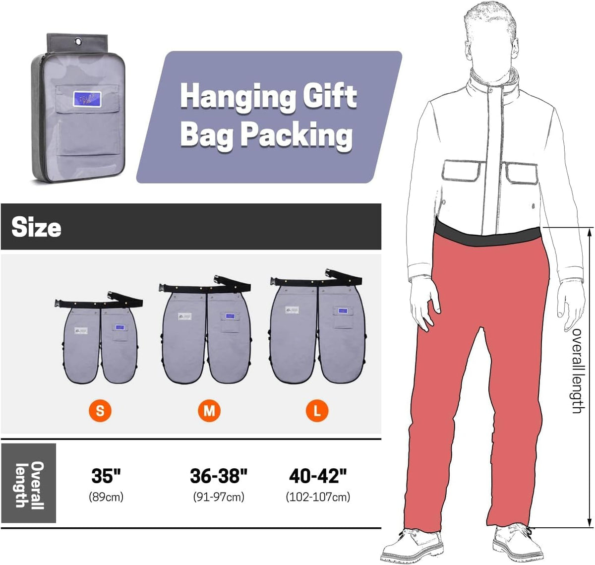 Chainsaw Chaps,Chainsaw Safety Apron,Chainsaw Protection Pants with Adjustable Belt&Pocket,Forestry Protective Gear