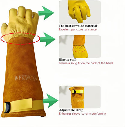 Cow Leather Adjustable Thorn Proof Gardening Gloves