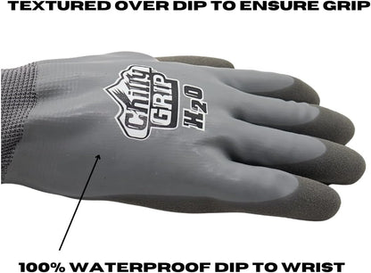 Red Steer A325 H2O Waterproof Thermal Insulated Gloves, Gray, Snug-Fit Wrist, Textured Palm, Sizes M-XL