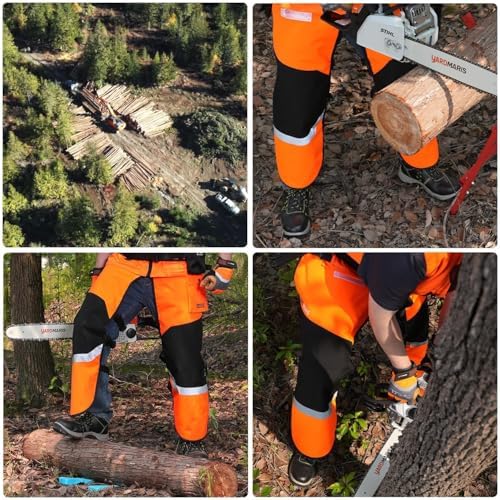 Chainsaw Chaps Class C & Waist Extender, 8 Layers Chainsaw Pants Safety Apron, Adjustable Webbing Belt Extender for Brand Chainsaw Chaps