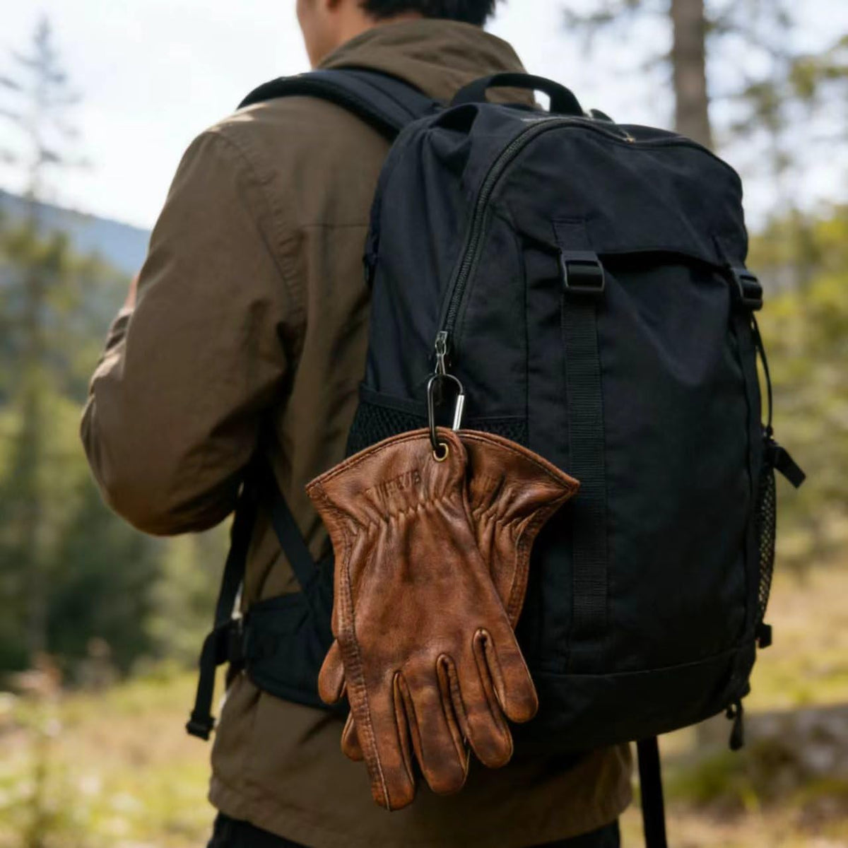 Leather Work Gloves for Men, Genuine Cowhide Men's Leather Gloves, Ideal for Construction, Outdoors work
