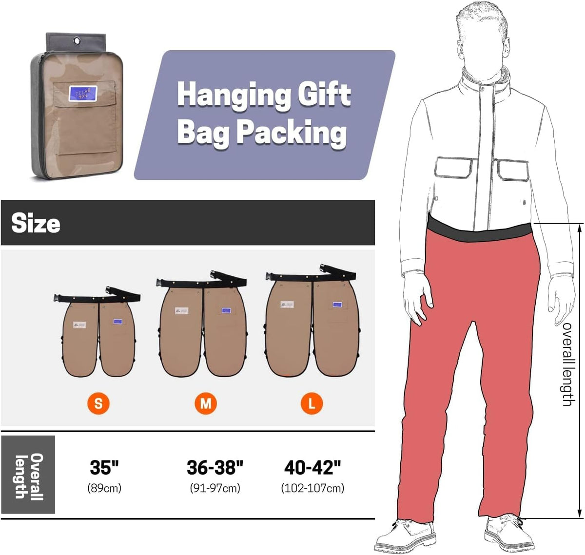 Chainsaw Chaps,Chainsaw Safety Apron,Chainsaw Protection Pants with Adjustable Belt&Pocket,Forestry Protective Gear