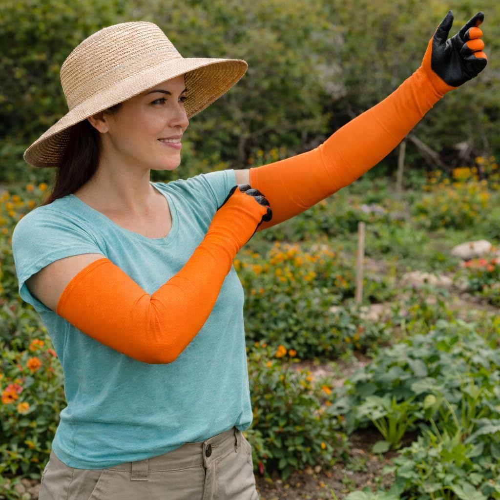 Long Sleeve Gardening Gloves Nitrile-Coated No Slip Grip Cut Proof
